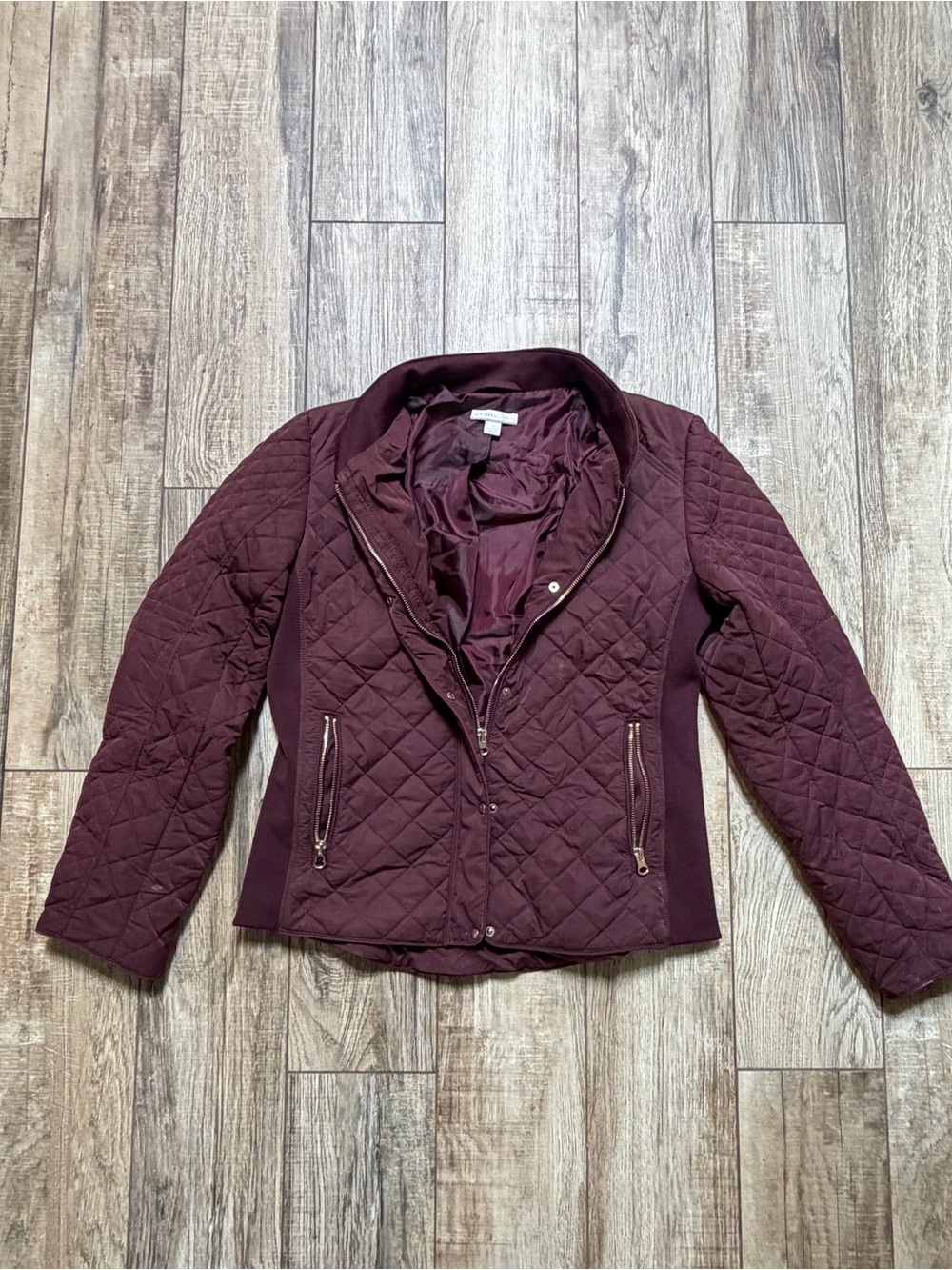 New York & Company Quilted Burgundy Puffer Jacket